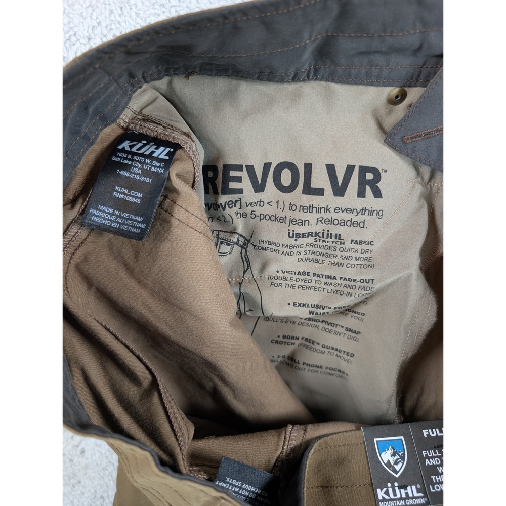 KUHL Revolvr Driftwood Brown Stretch Full Fit Outdoor Hiking Pants Men 34x34 NEW - Picture 7 of 9